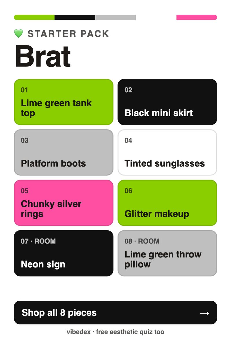 Brat starter pack: key pieces and room items