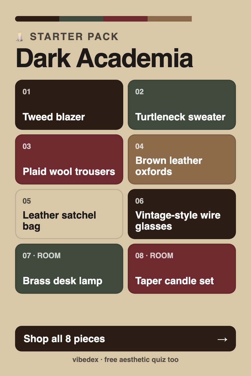 Dark Academia starter pack: key pieces and room items