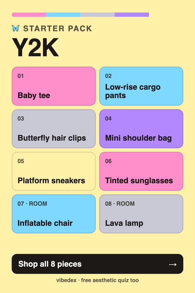 Y2K starter pack: key pieces and room items